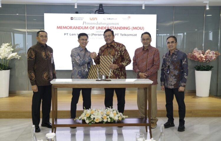 Telkomsat dan PT Len Industri Persero Teken MoU  Perkuat Kolaborasi Pertahanan Berbasis Satelit