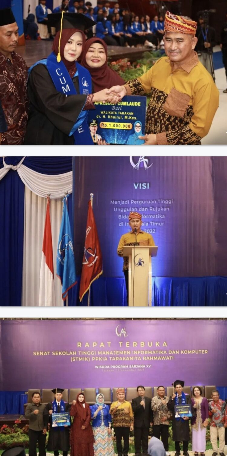 Momen Wisuda STIMIK PPKIA, Mahasiswa Cumlaude Terima Penghargaan Uang Tunai dari Wali Kota Tarakan